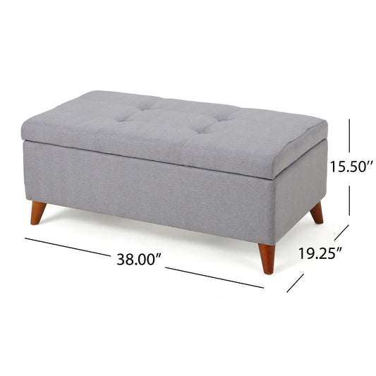 Kinetics - Upholstered Storage Ottoman With Lift-Top And Button Tufted Seat - Light Gray