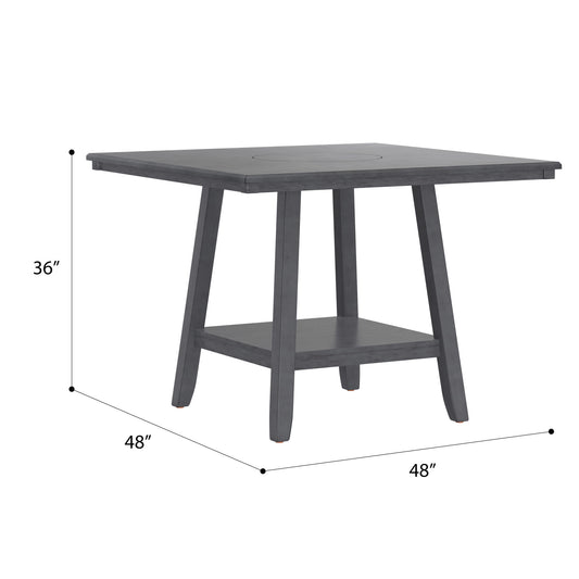 Counter Height Dining Table With Tapered Base And Lazy Susan - Gray