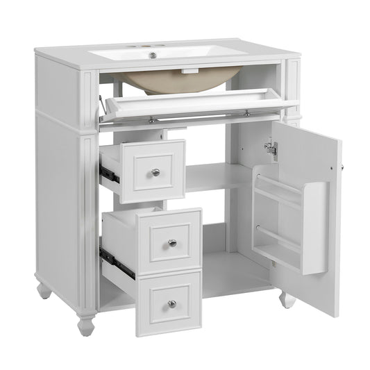 Bathroom Vanity Cabinet With Sink, Soft Close Doors With Door Organizer