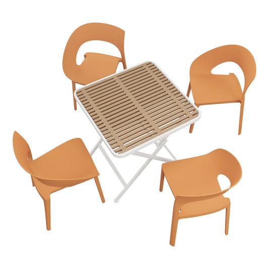 4 Piece Set Of Modern Designed Single Chairs With Folding Square Table