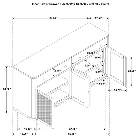 Benson - 2 Drawer Sideboard - Sand