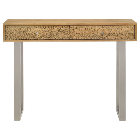Harmony - 2 Drawer Table With Sled Base In Tones Accents - Natural