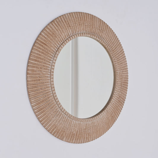 Handcarved Decorative Hanging Wall Mirror - Antique Brown / White