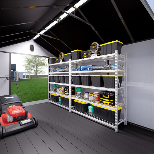 8 Ft. W X 12 Ft. D Plastic Storage Shed With Floor - Black / Gray