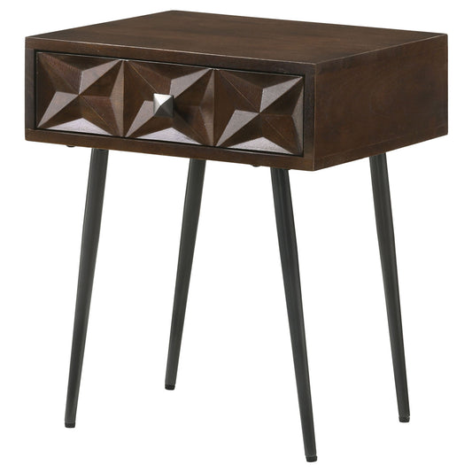 Gibson - Coffee 1 Drawer Rectangular Side Table With Angled Legs - Coffee