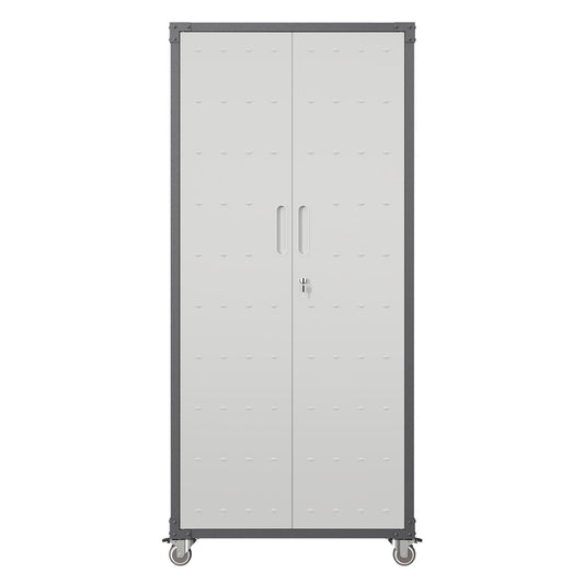 Metal Garage Storage Cabinet With Wheels Heavy Duty Tool Storage Cabinet - Brushed Nickel