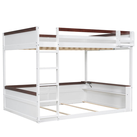 Bunk Bed With Built In Shelves, Storage Box, LED Light And USB Charging Station