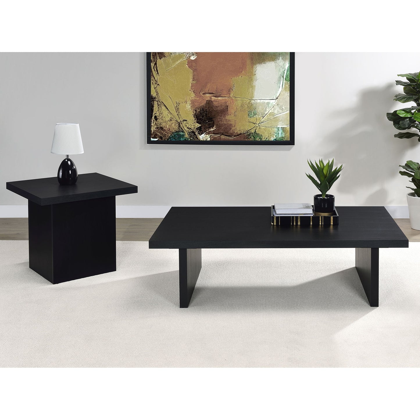 Caroline - 2 Piece Rectangular Coffee And End Table Set - Black