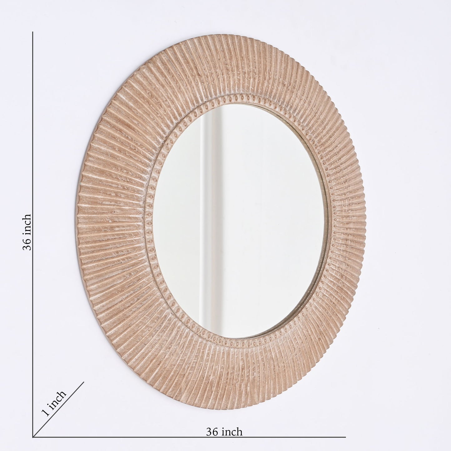 Handcarved Decorative Hanging Wall Mirror - Antique Brown / White