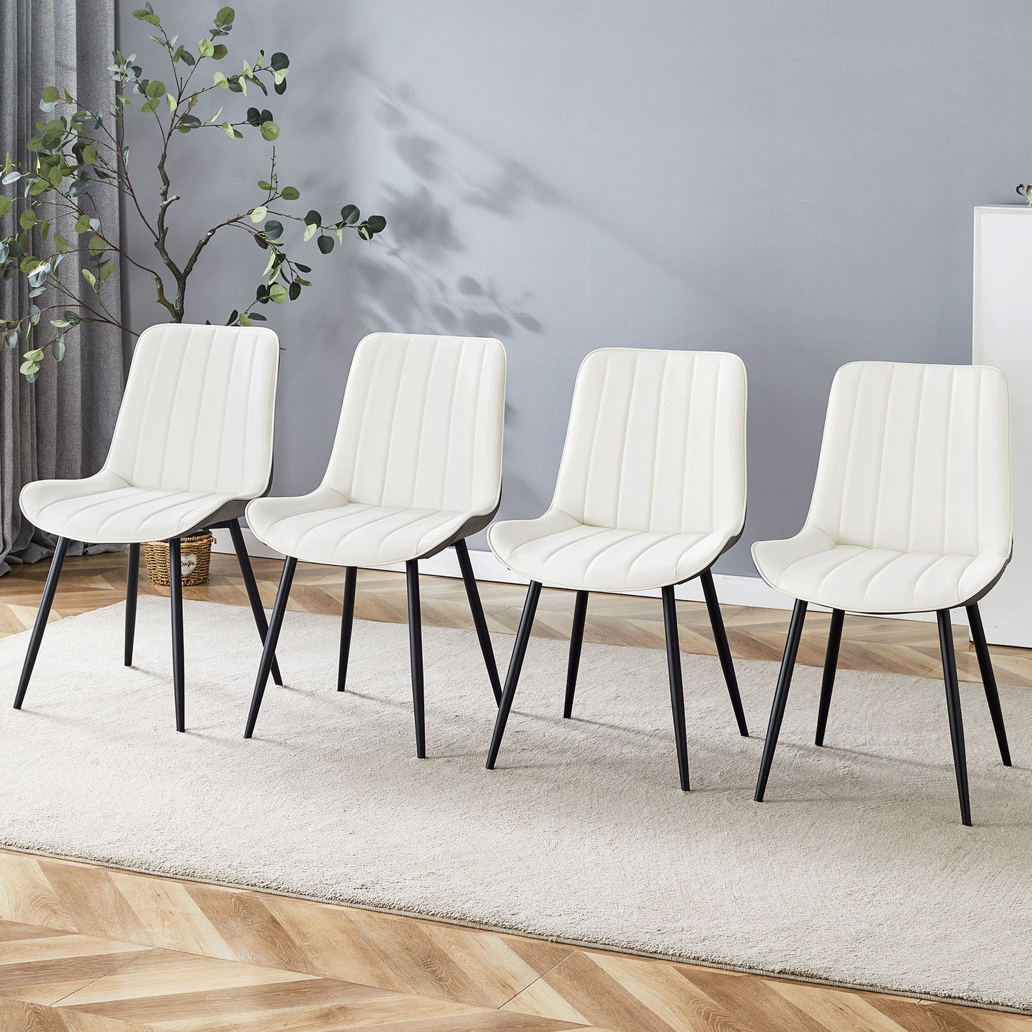 Modern Minimalist Dining Chair Set, Extended Seat Cushion
