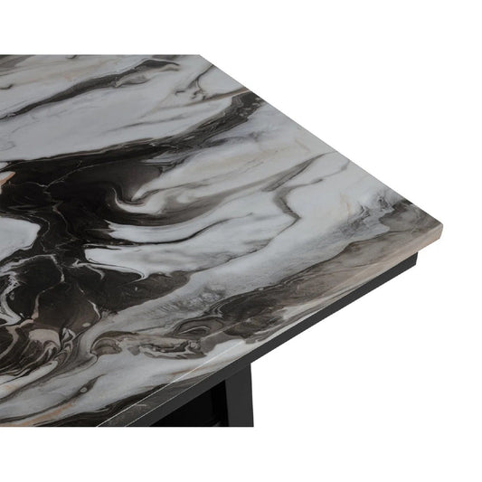 Counter Dining Table With Storage Bottom Shelf For Kitchen - Black