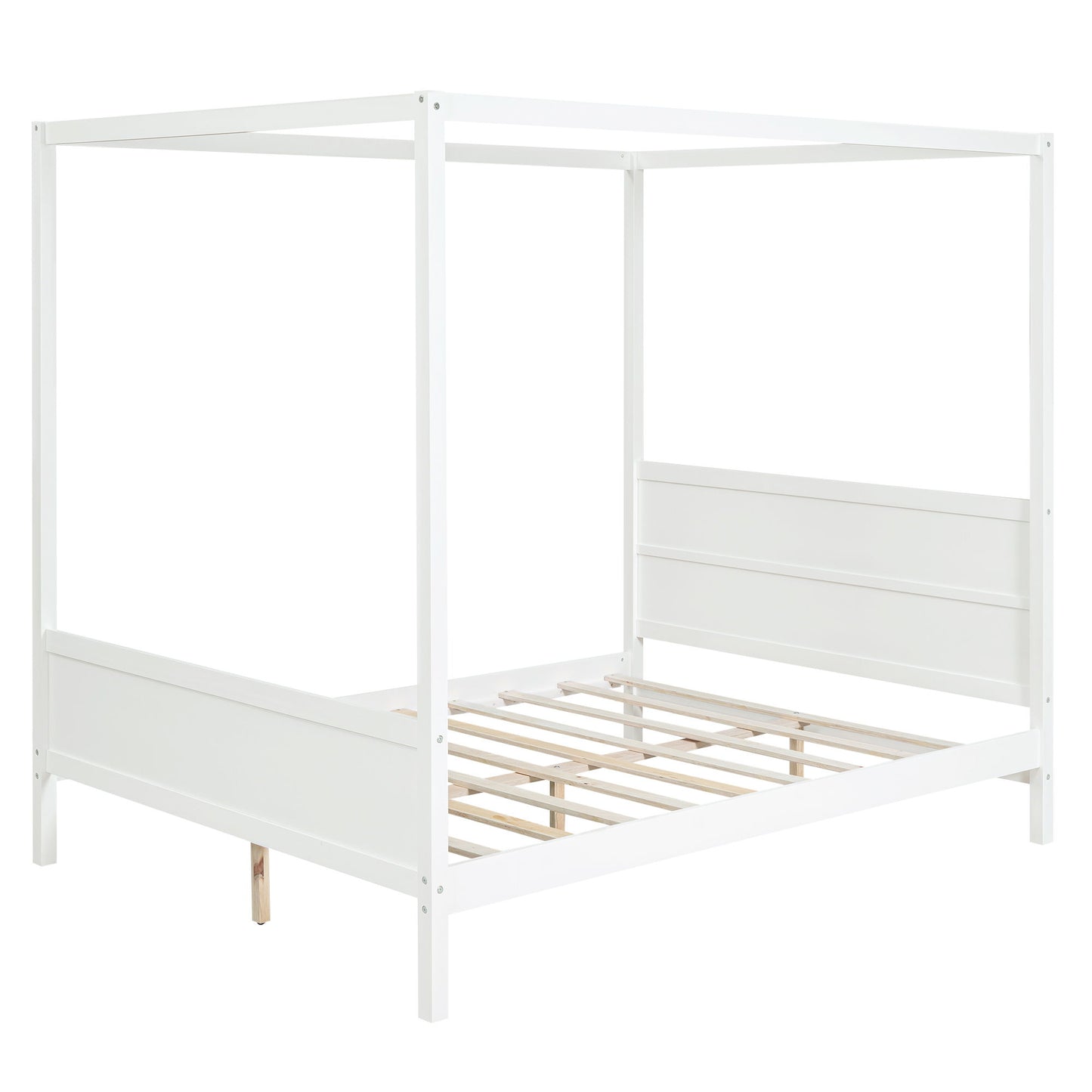 Canopy Platform Bed With Headboard And Footboard, Slat Support Leg
