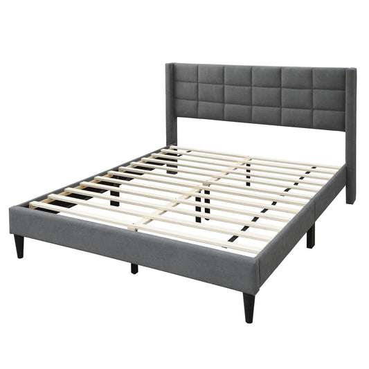 Full Size Bed Upholstered Box Headboard - Gray