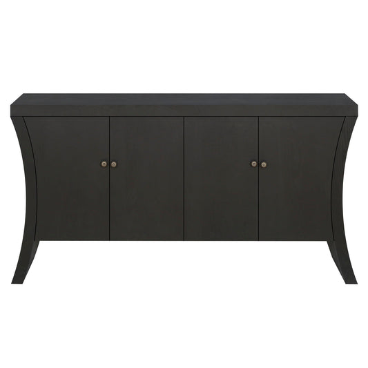 Refined Industrial 4 Door Credenza With Arc Legs & Clasps