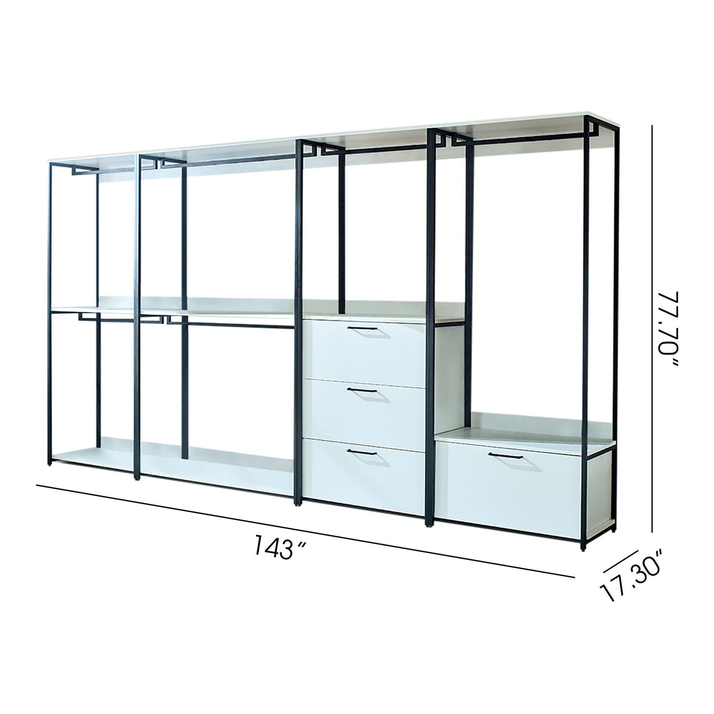 Fiona - Freestanding Walk In Closet System With Metal Frame Durable Storage Solution Melamine - White