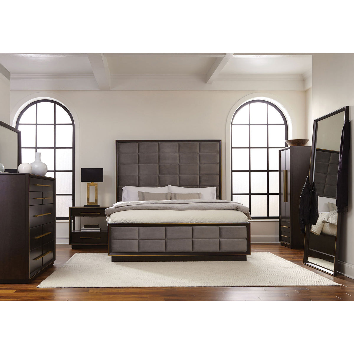 Prescott - 5 Piece California King Bedroom Set - Dark Brown