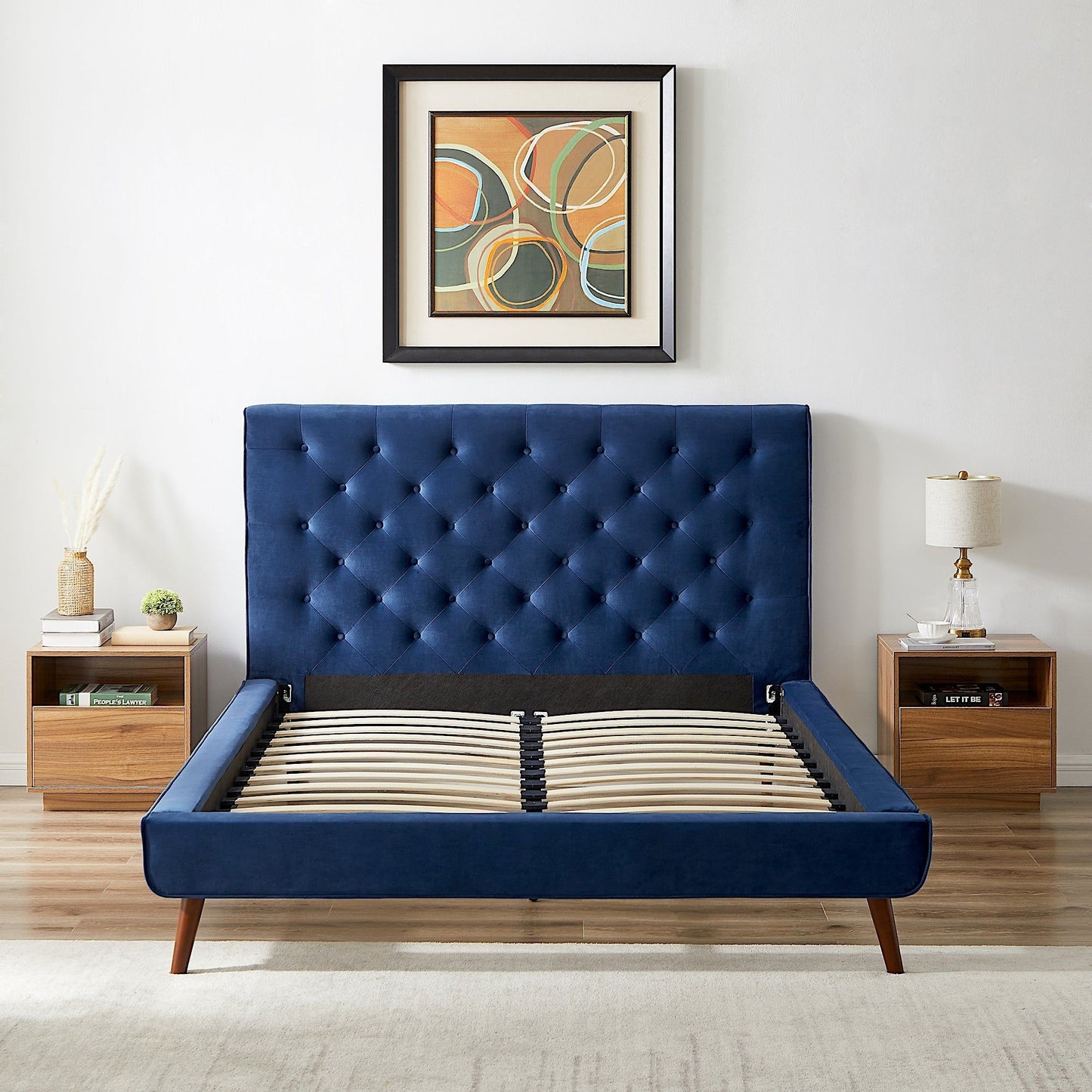 Dillon - Mid-Century Velvet Platform Bed