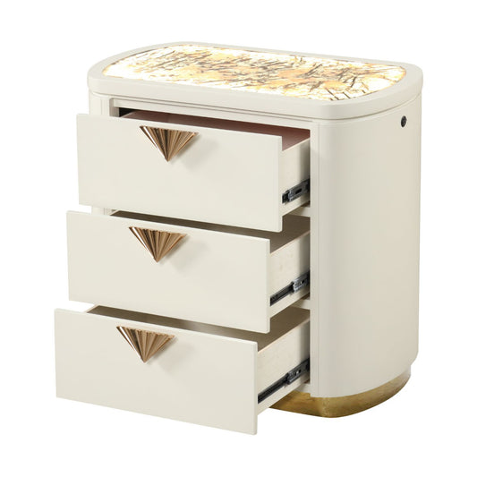 La Pierre - 3 Drawer Nightstand - Beige