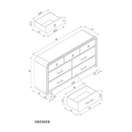 Malco - Dresser With Gold Detailing - Oak