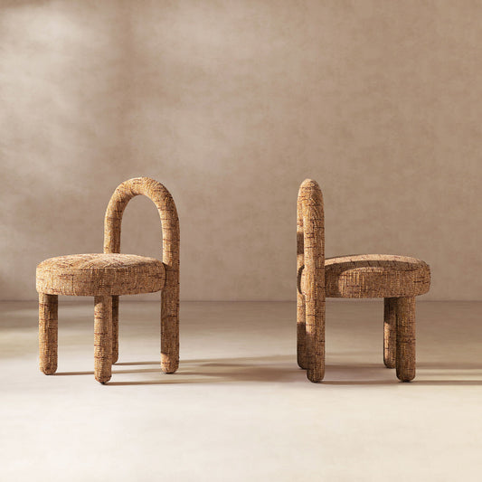 Penny - Round Arched Upholstered Dining Side Chair (Set of 2) - Golden Rust Orange