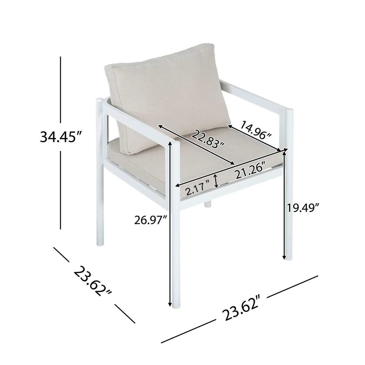 All-Weather Outdoor Dining Chair (Set of 2) - Beige / White