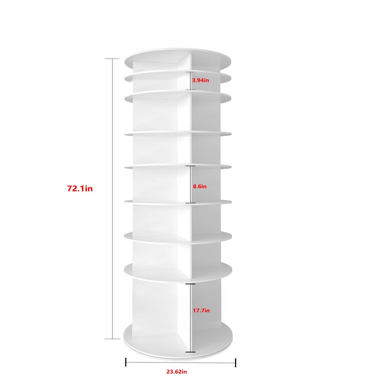 8 Tier Rotating Shoe Rack Tower, 360 Degree Spinning Shoe Organizer And Storage Carousel For Closet Or Entryway - White