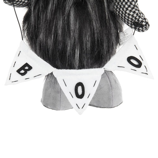 Gnome With 'Boo' Banner, For Halloween Decor - Black White