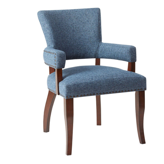 Elegant Arm Dining Chair With Brass Nail Head Detailing