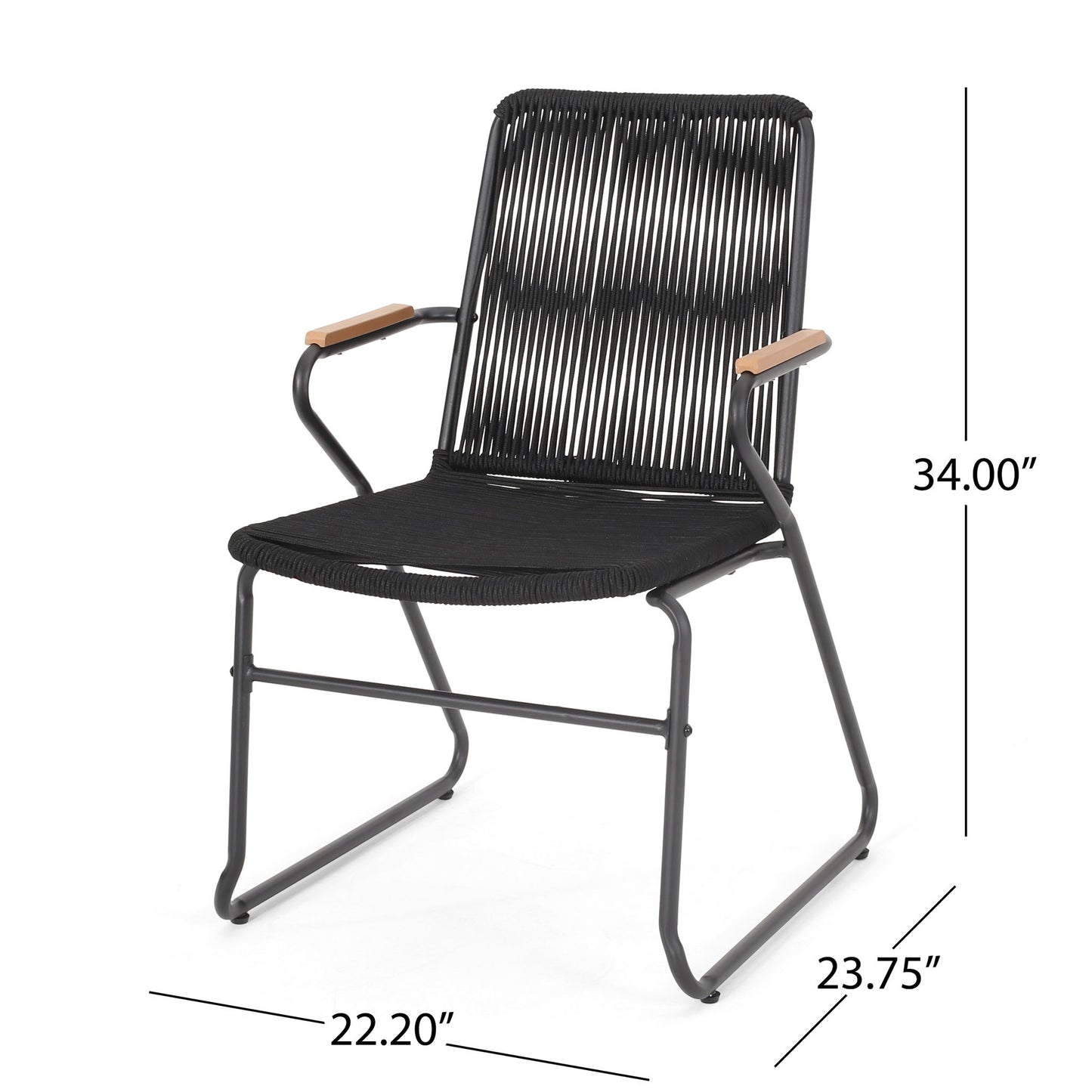 Moonstone - Outdoor Club Chair Set With Rope Weave Design - Black