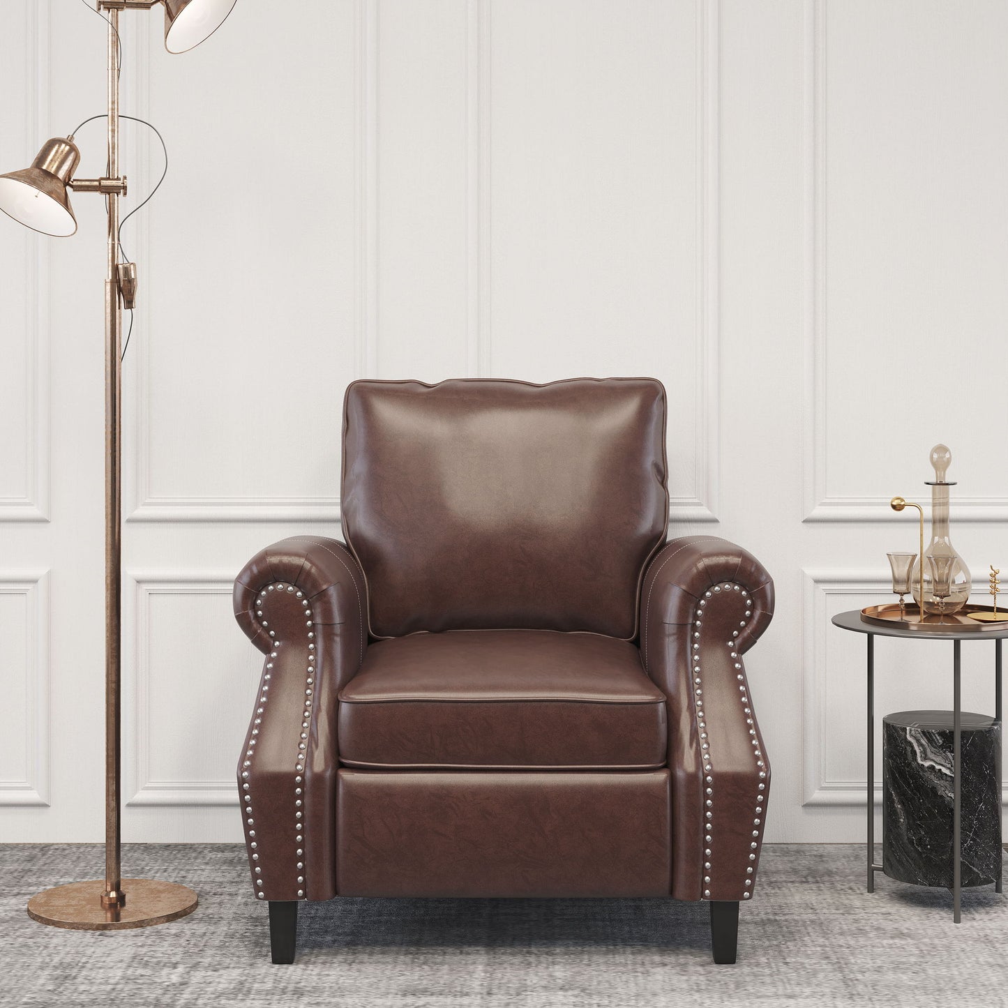 Contemporary Club Chair With Nailhead Trim And Rolled Armrests