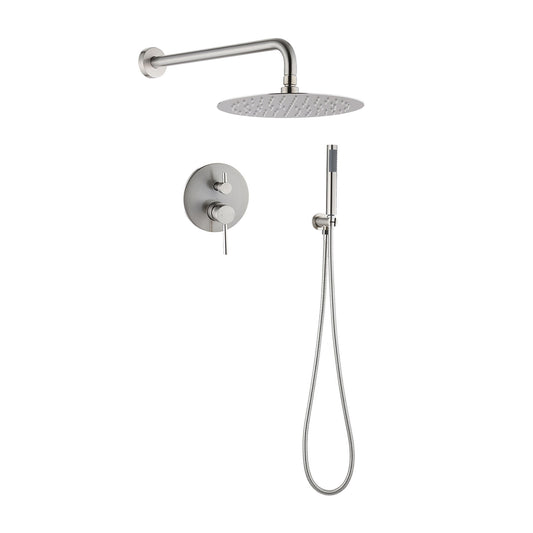 Elegant 10" Round Rain Shower Head And Handheld Set With Adjustable Tilt And Dual Modes