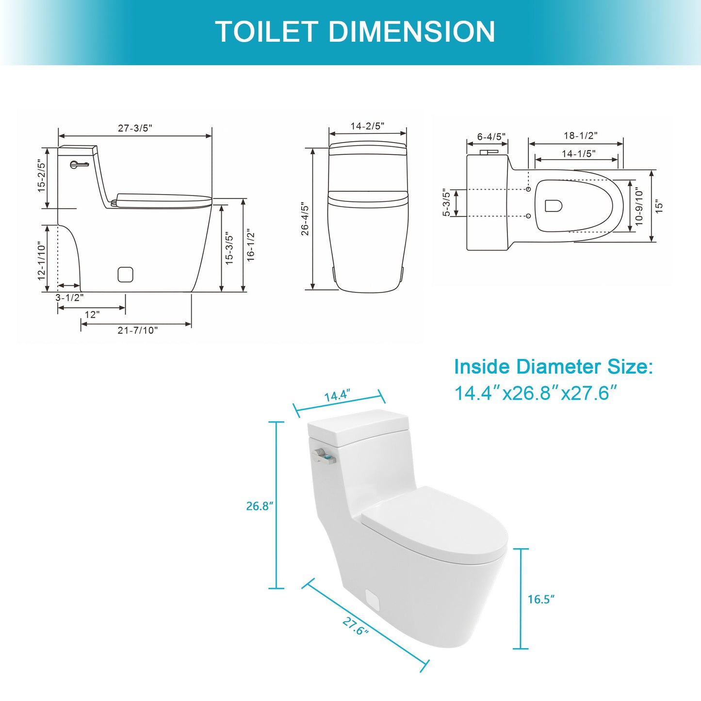 1 Piece Toilet And Soft Closing Seat - White