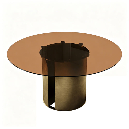 Modern Round Dining Table Set With Glass Top And Steel Legs