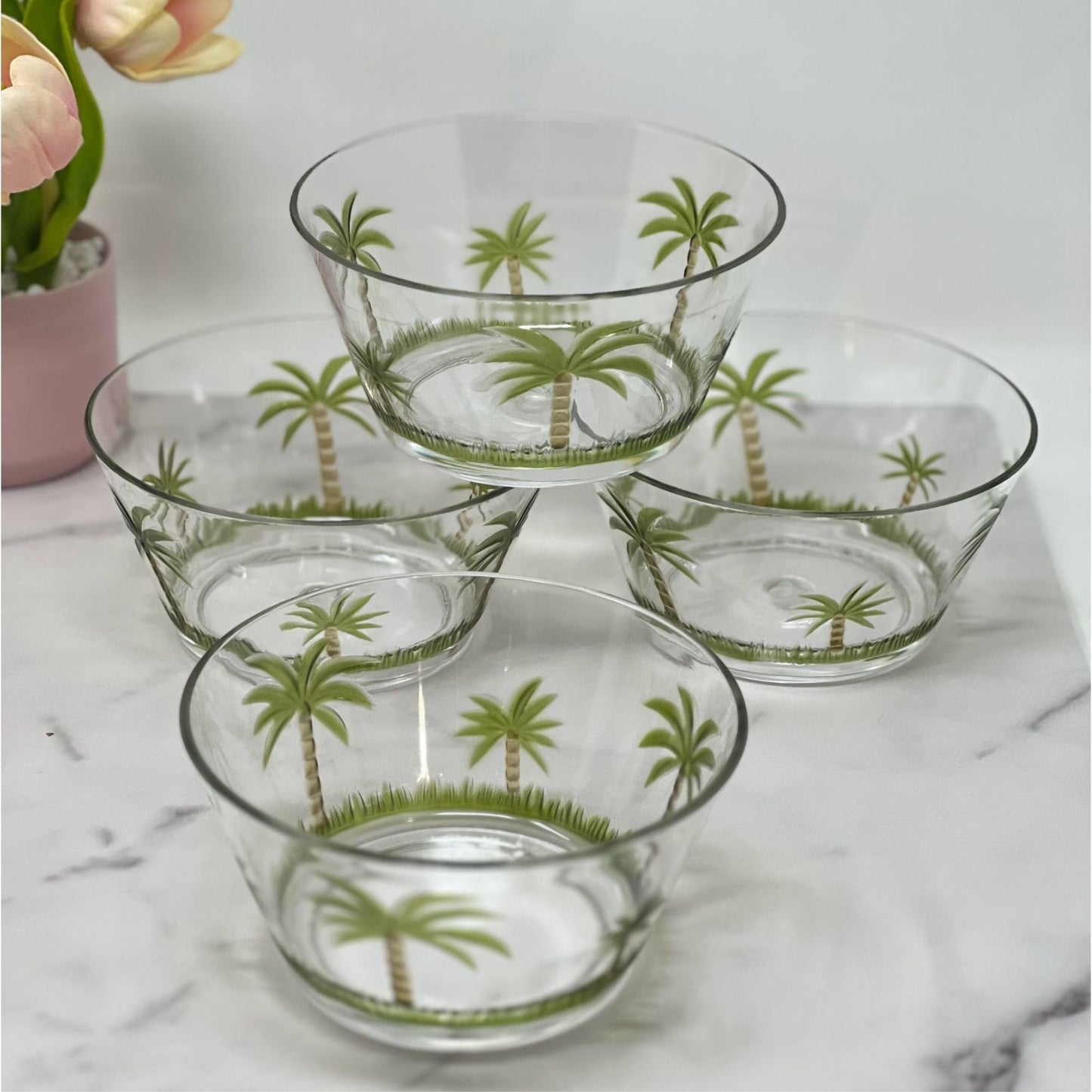 Palm Tree Acrylic Serving Bowls, Unbreakable Large Plastic Bowls
