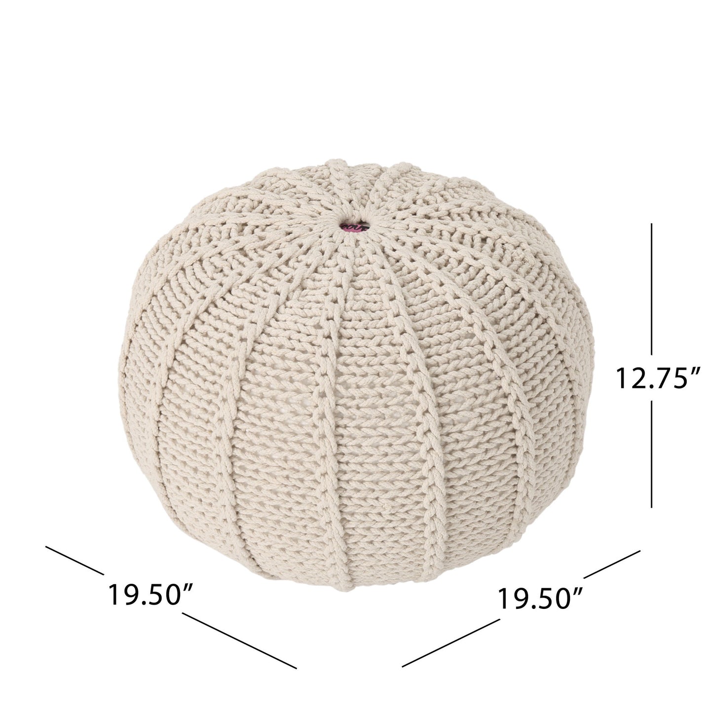 Bordeaux - Knitted Round Pouf Ottoman And Floor Cushion