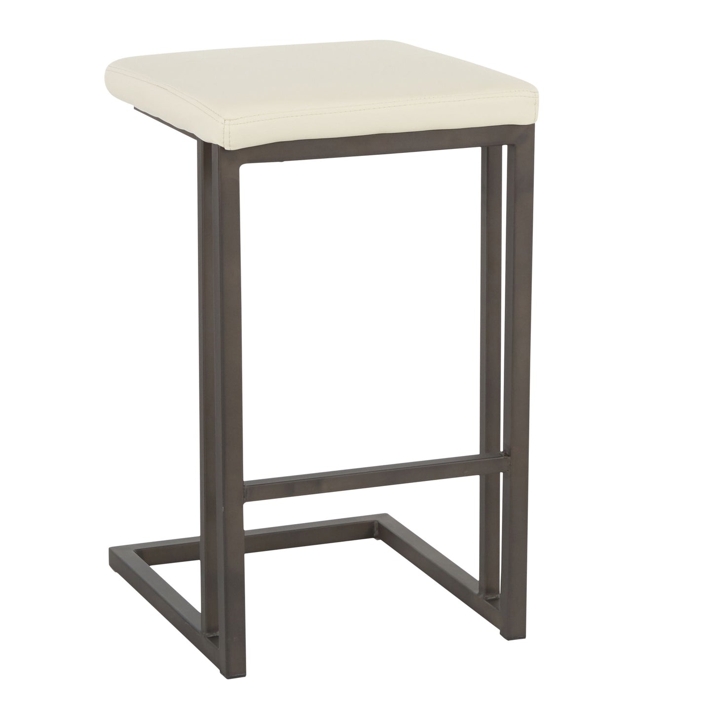 Roman - Industrial Counter Stool (Set of 2) - Antique Metal / Cream