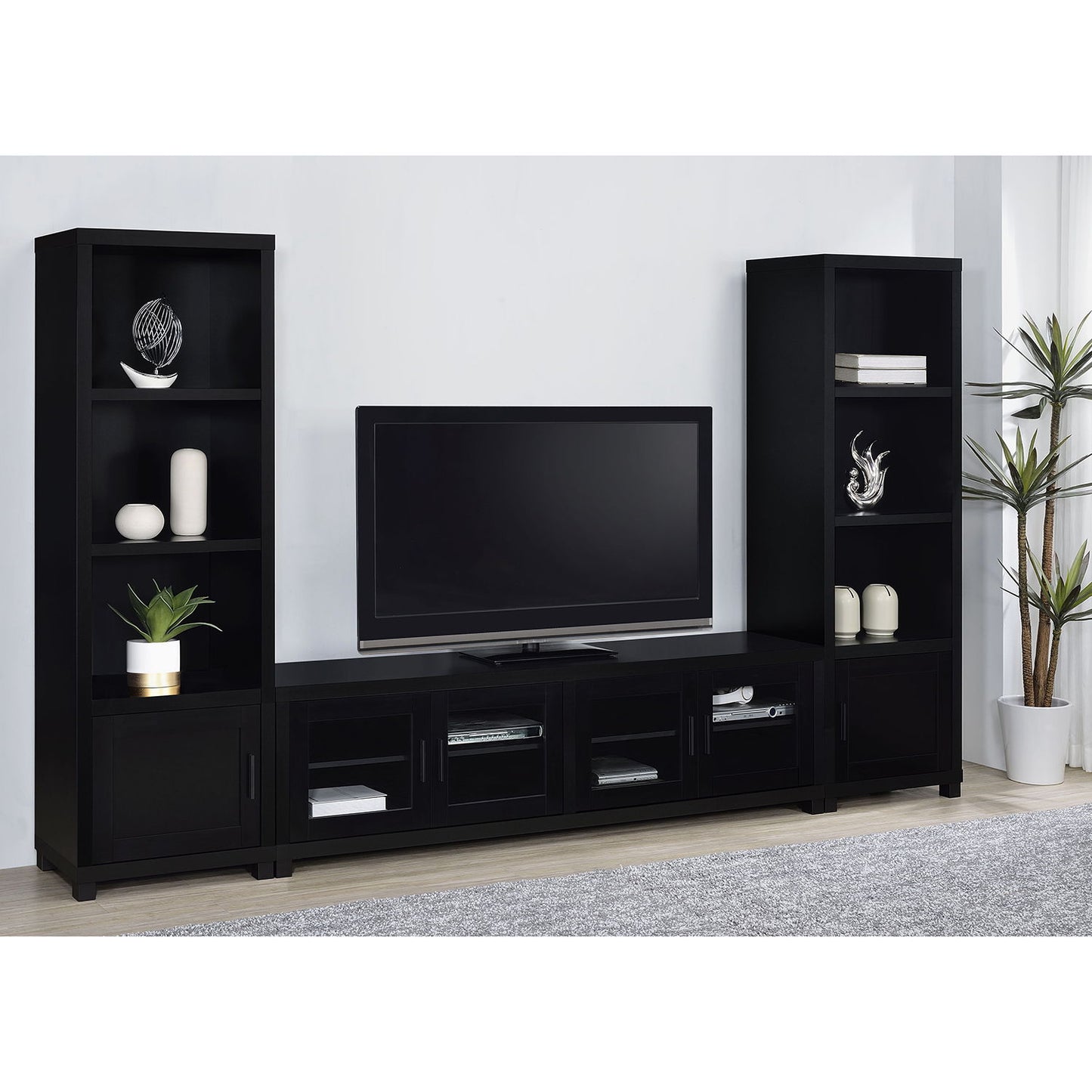 Arnaud - 3 Piece TV Stand Set With Storage - Black