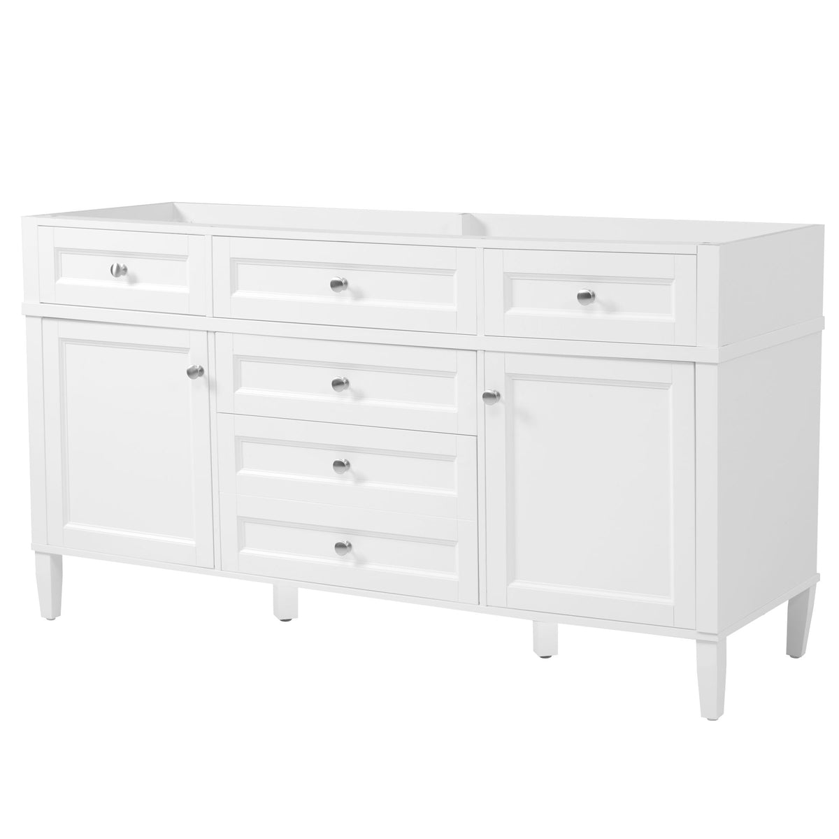 Bathroom Vanity Cabinet Only, 3 Drawers & 2 Doors, Adjustable Shelf, Soft Close Hinges - White