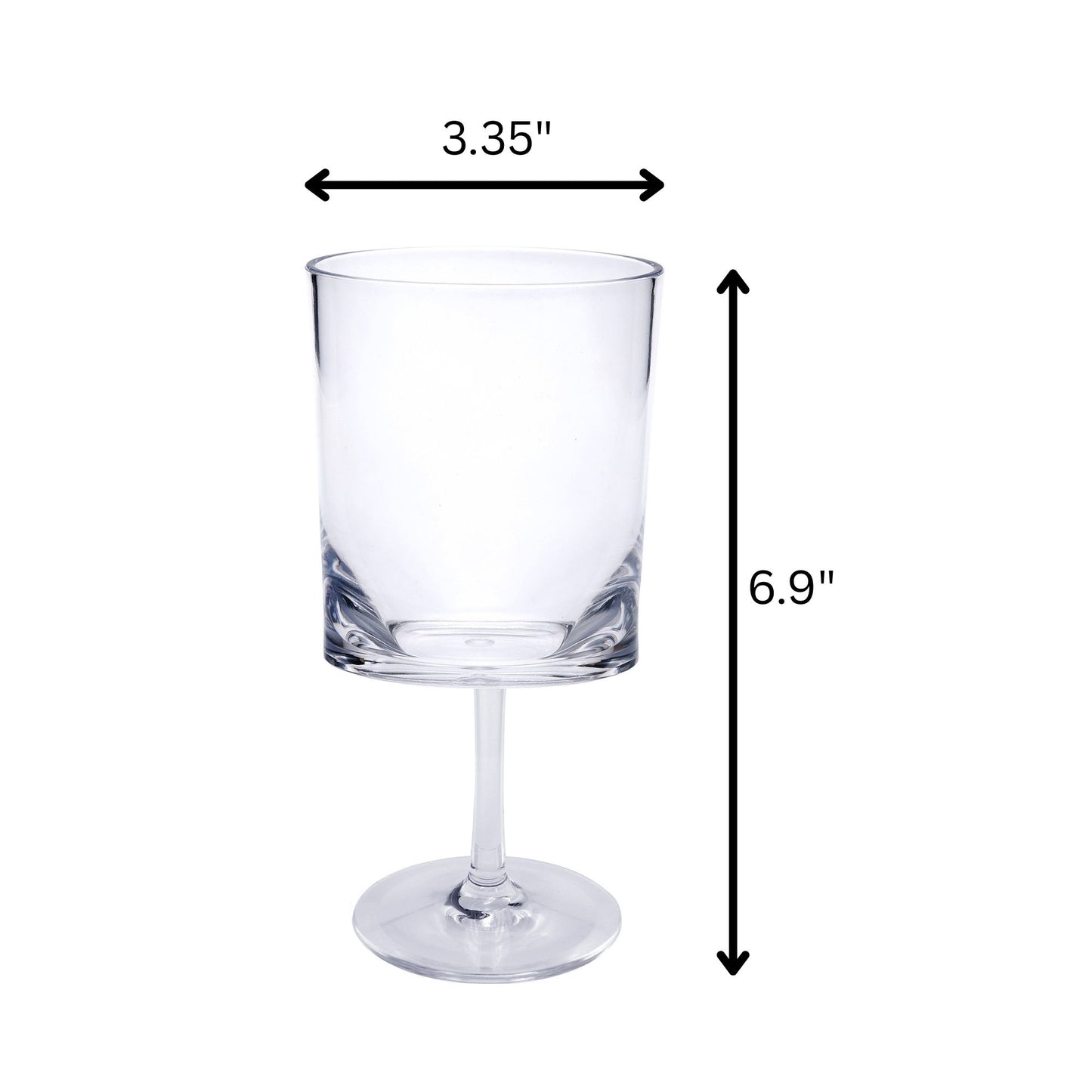 Halo - Leadingware Oval Plastic Wine Glasses (Set of 4) Unbreakable Bpa Free Acrylic, 12Oz - Clear