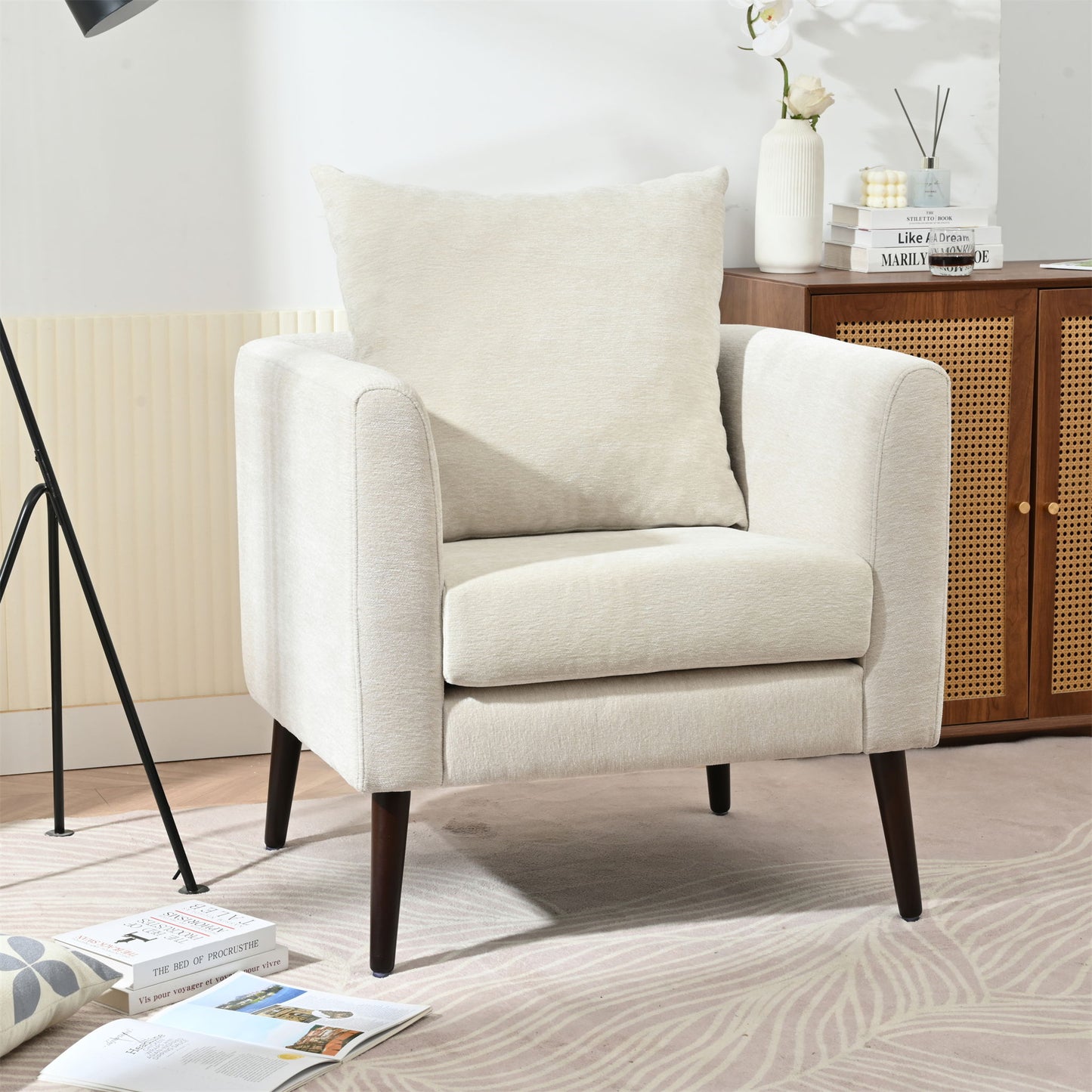 Modern Accent Upholstered Armchair With Pillow