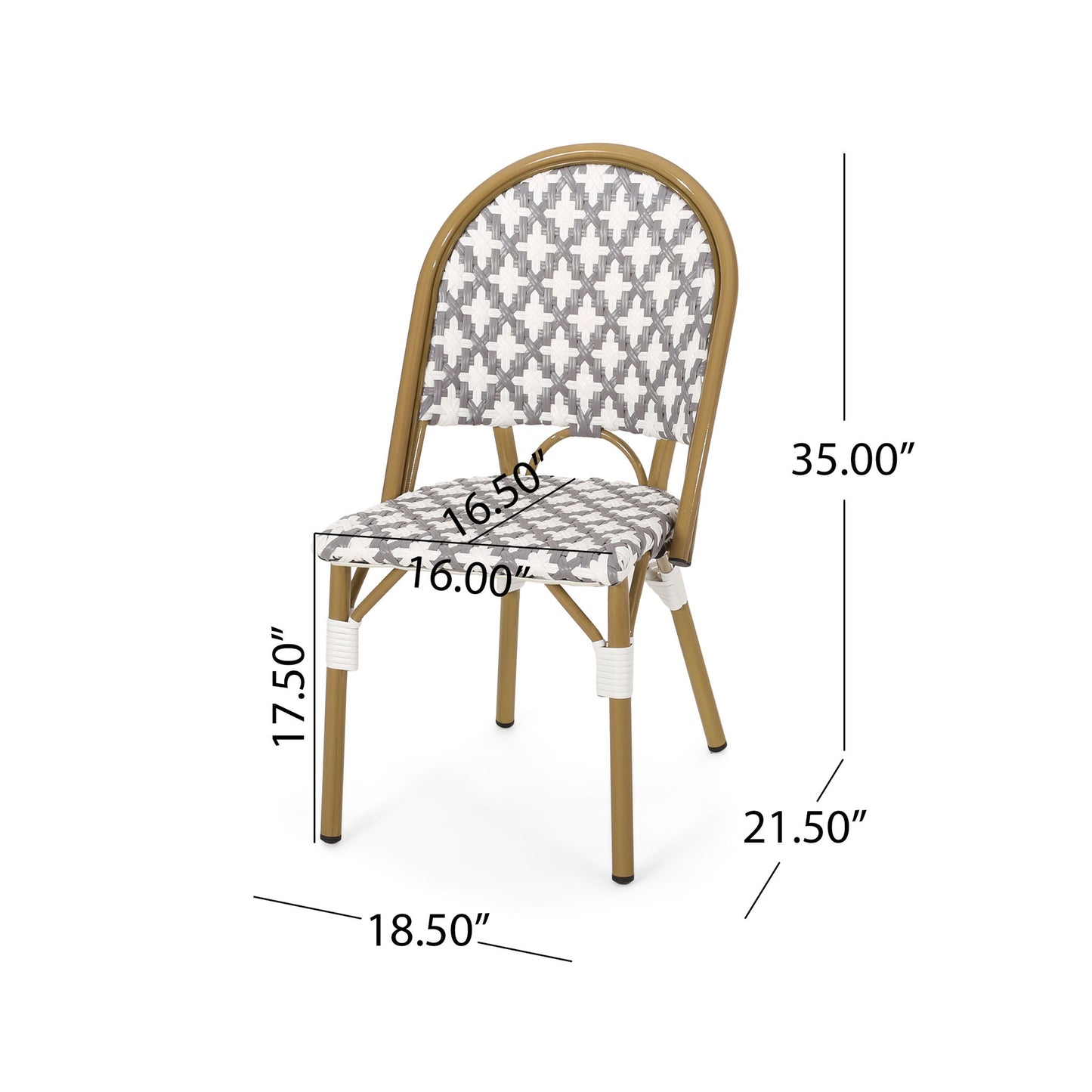 Chic French Bistro Chair With Durable Rattan And Aluminum Frame