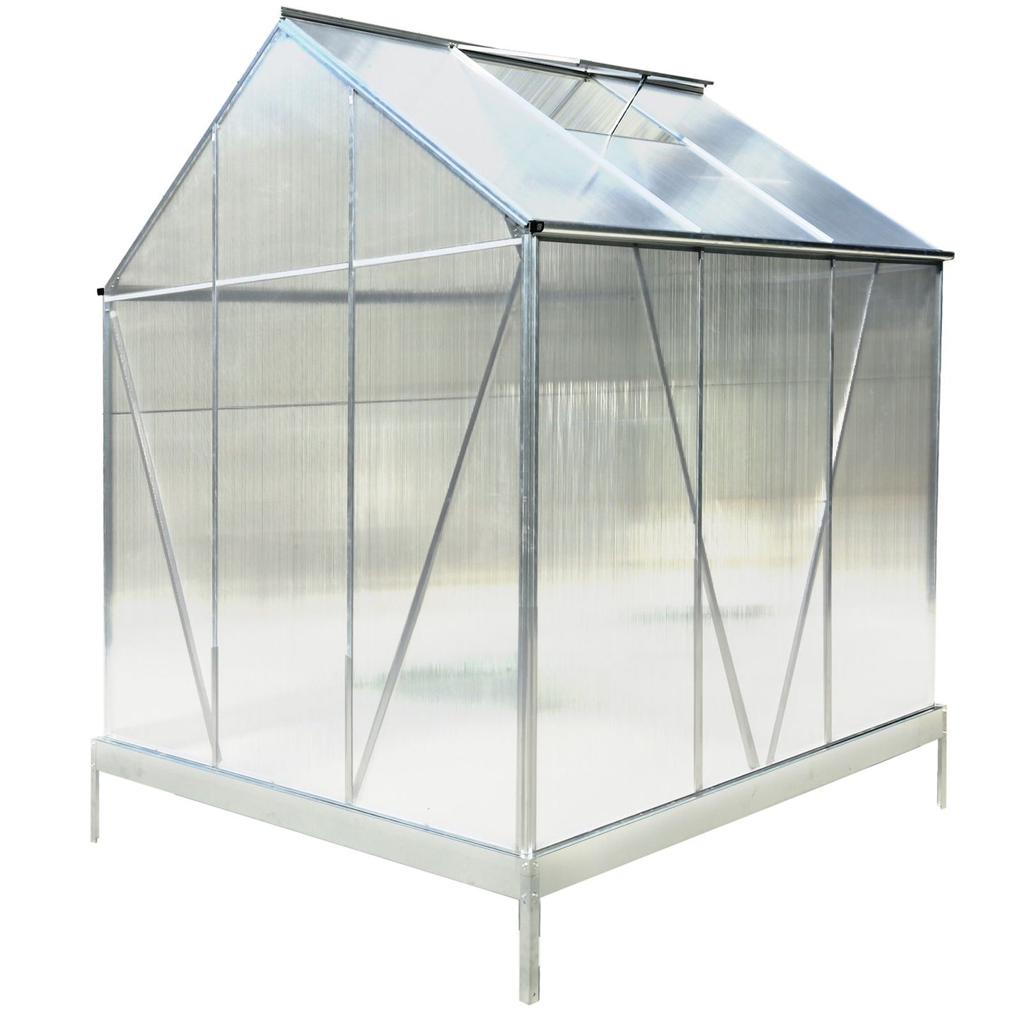 Polycarbonate house, Heavy Duty Outdoor Aluminum Walk-In House Kit With Rain Gutter, Vent And Door For Backyard Garden
