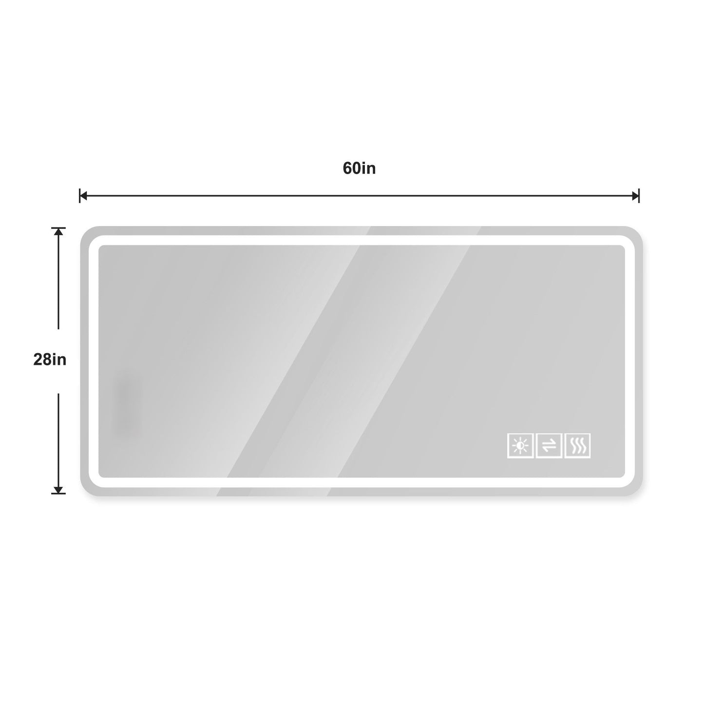 LED Bathroom Mirror, Anti Explosion Glass, Rust Resistant, Anti Fog, Tri Color