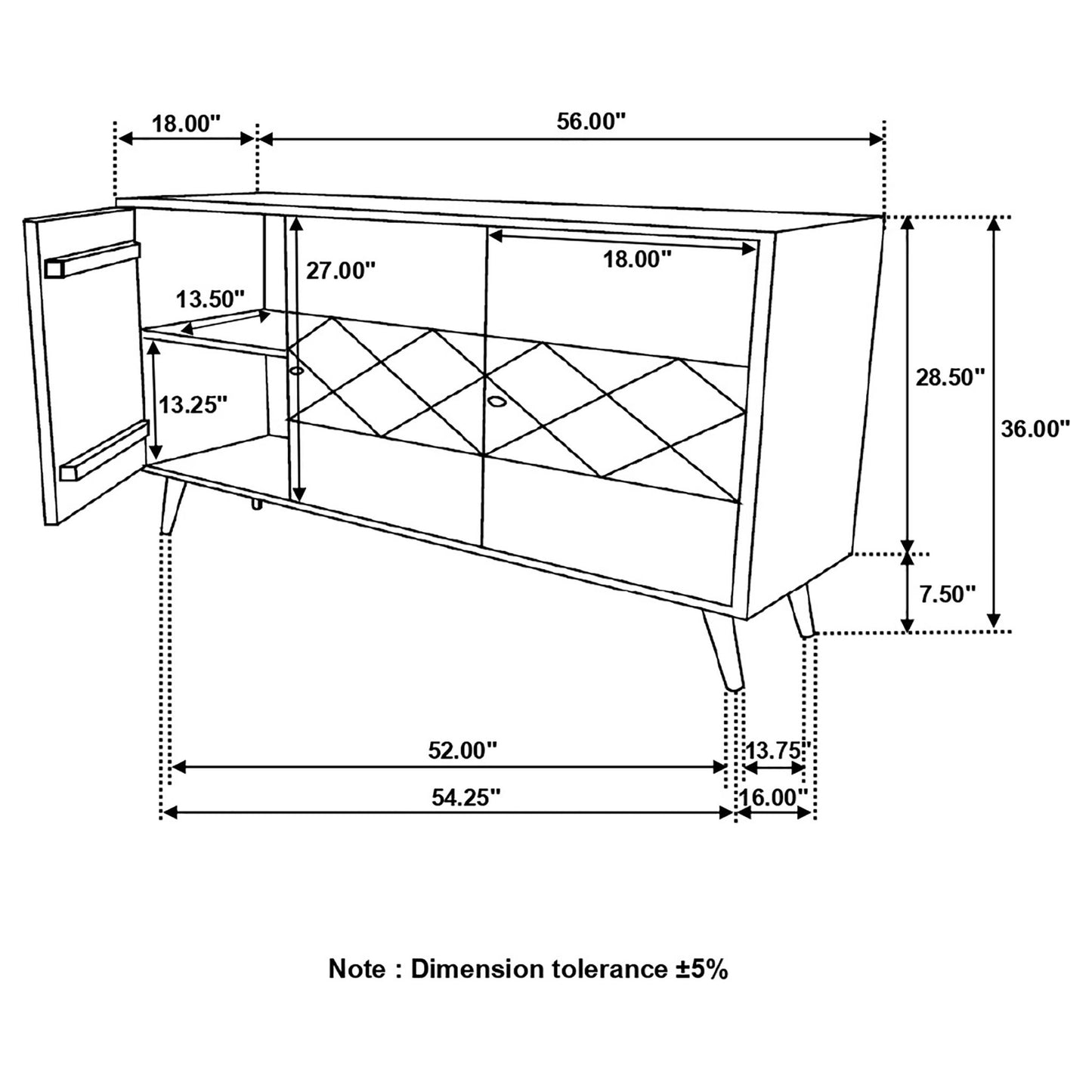 Austin - 3 Door Accent Cabinet With Tapered Legs - Natural