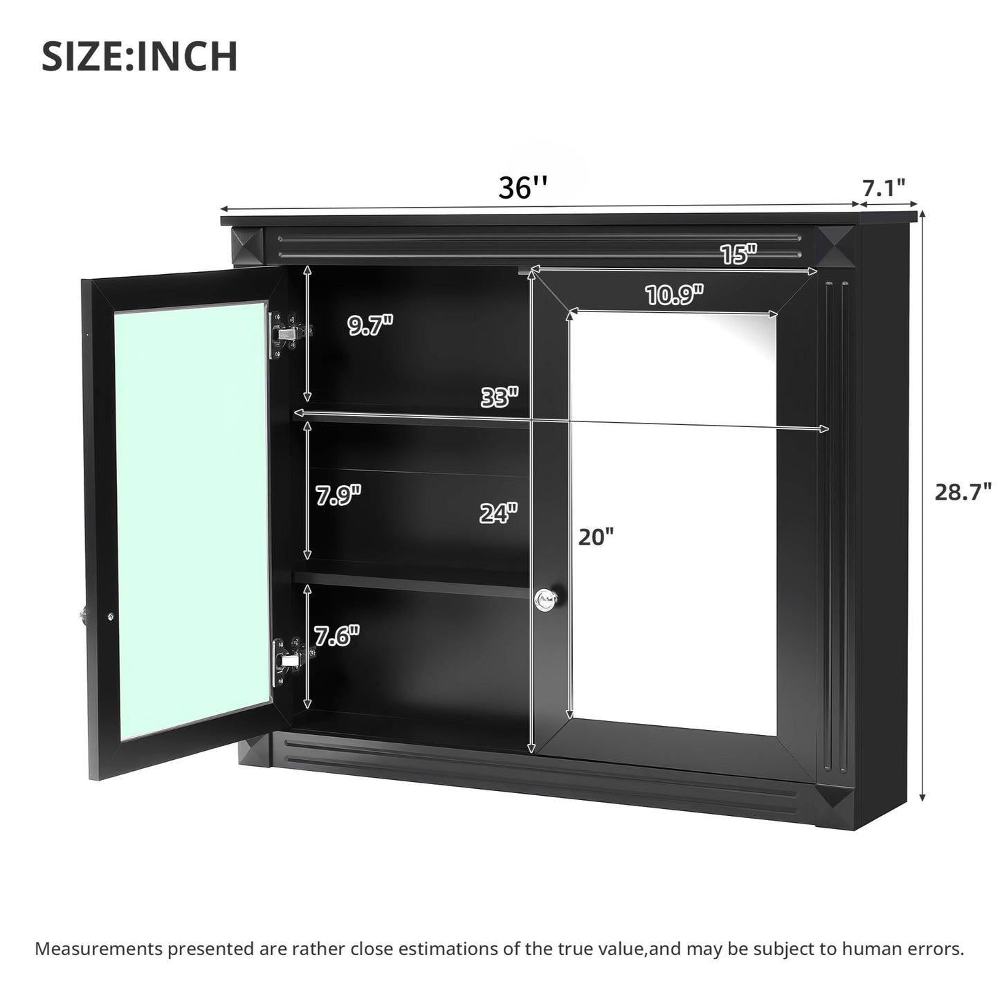 Wall-Mounted Medicine Cabinet With 2 Mirrors, Adjustable Shelves