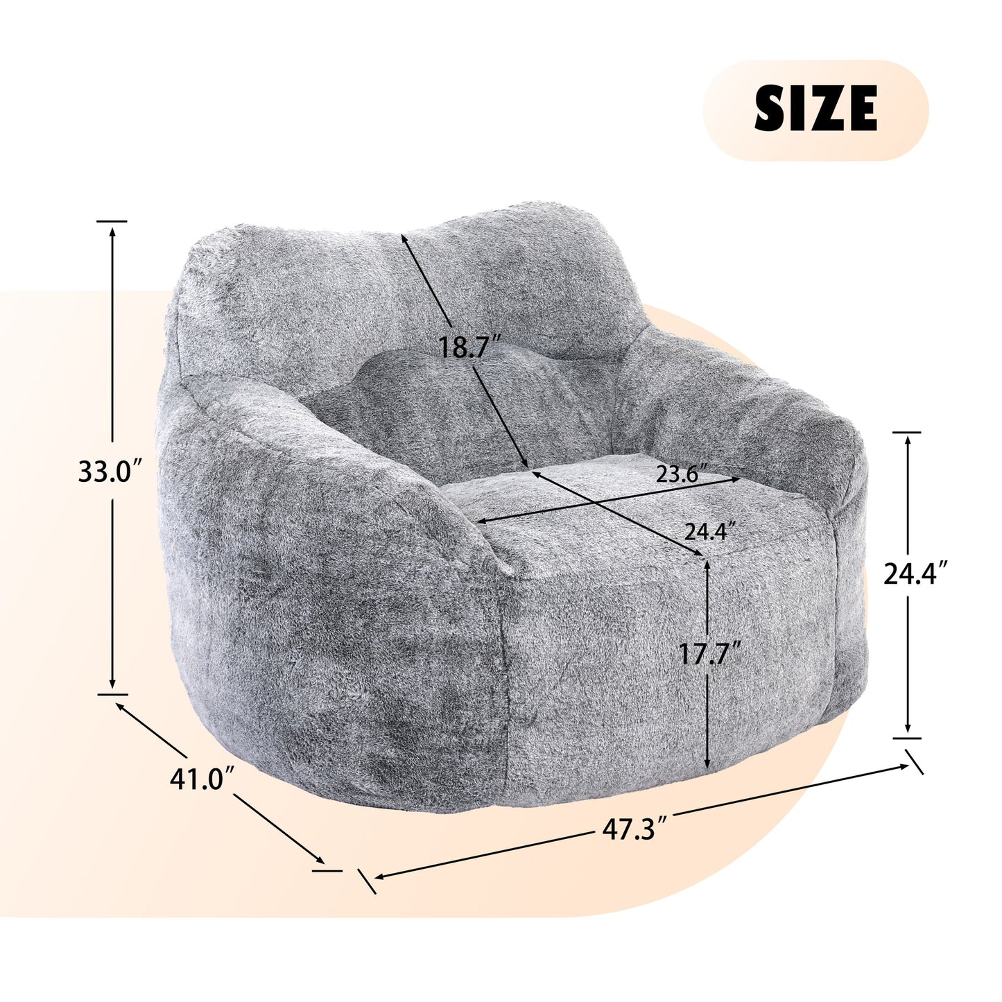 Beanbag Sofa Chair With Armrests Stuffed High Density Foam