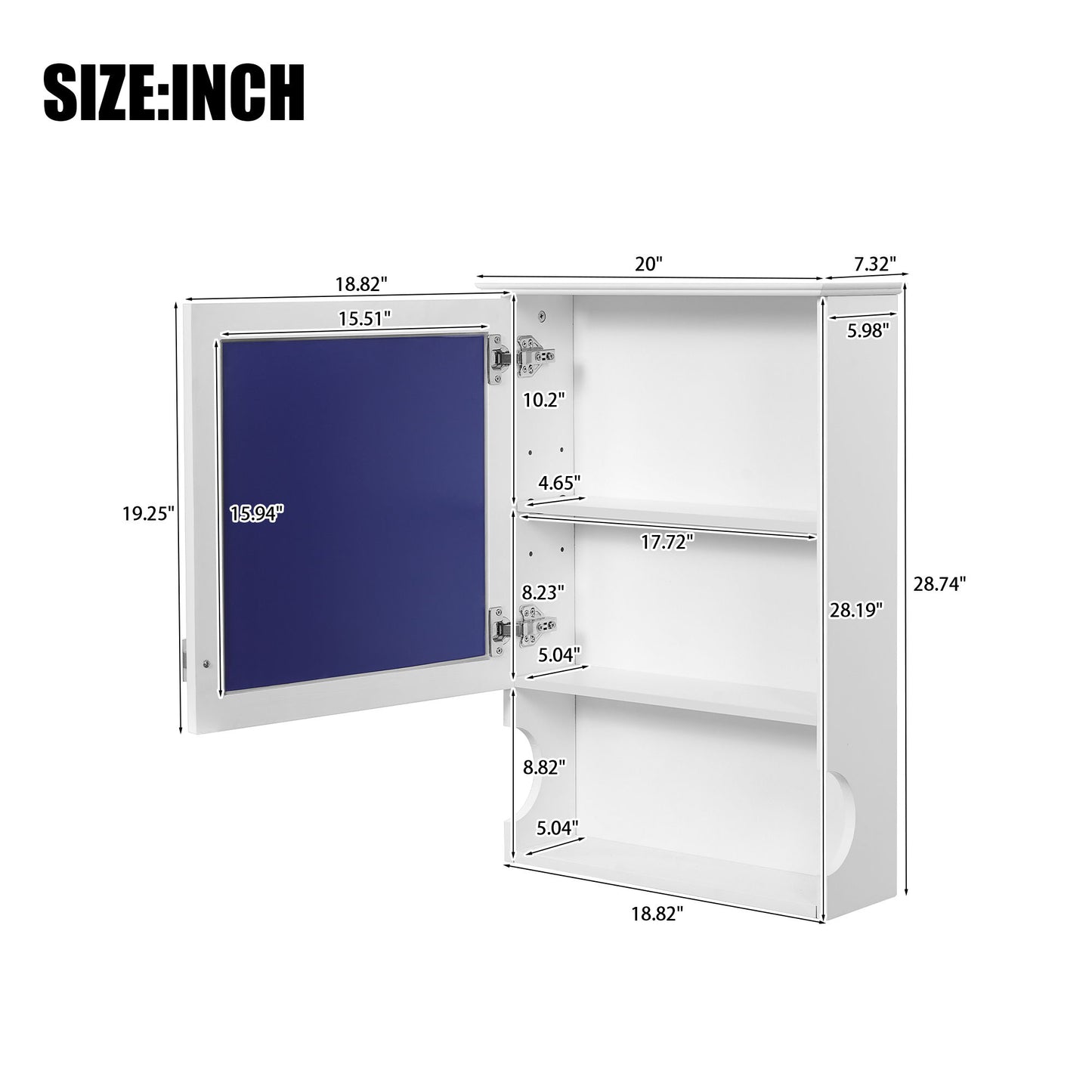 Wall Mounted Bathroom Storage Cabinet With Mirror, Soft Closing Hinges