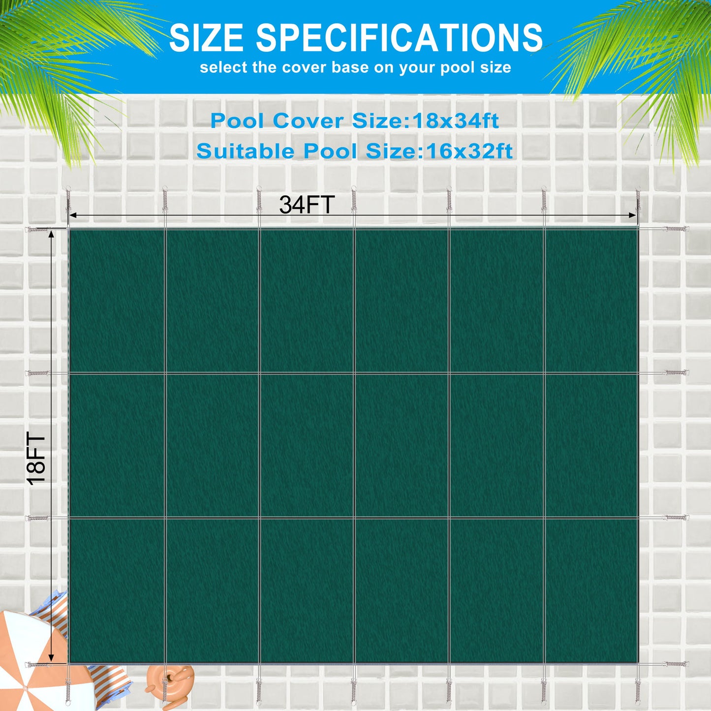 16 X 32 Ft Inground Pool Safety Cover, Rectangle