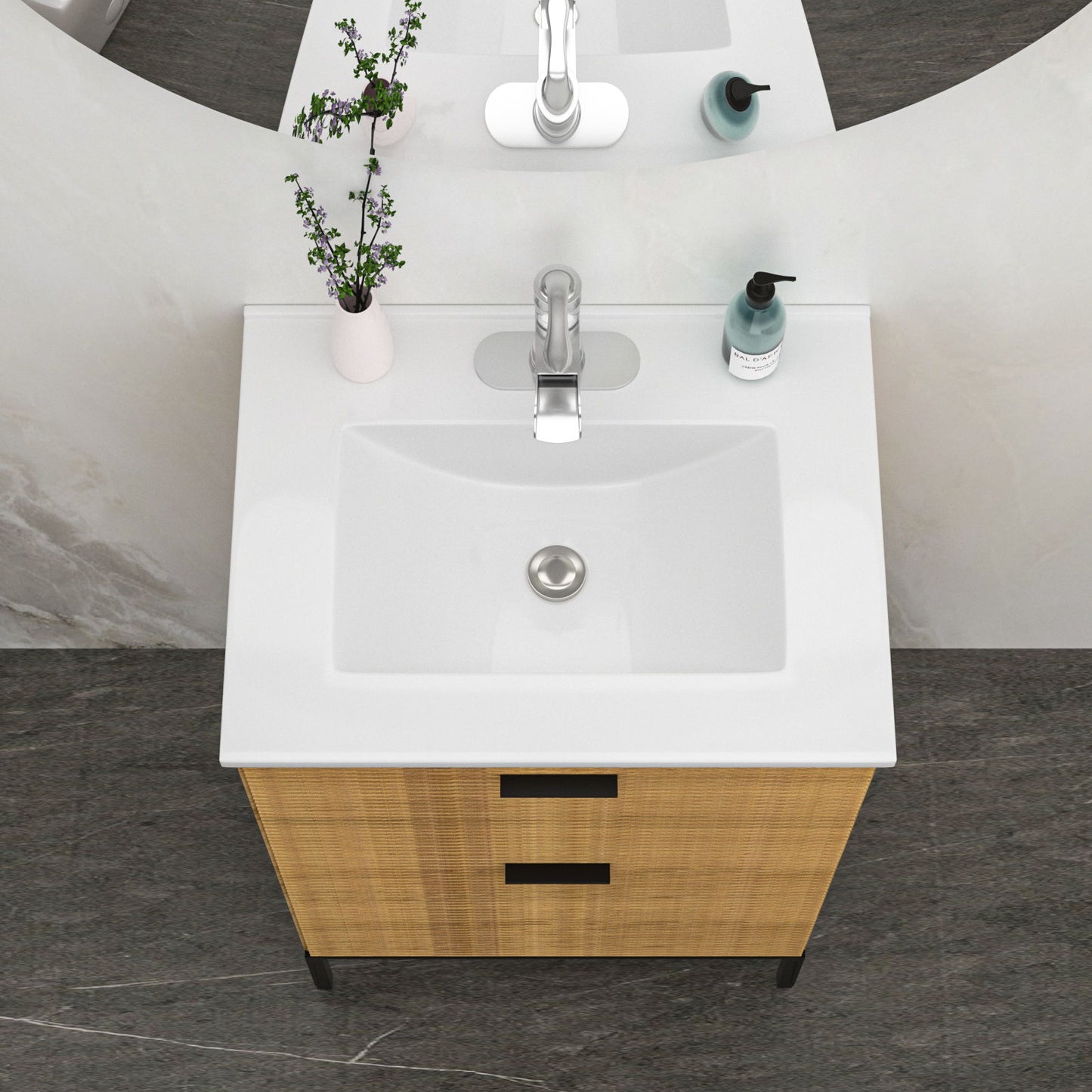 Premium Rectangular Vanity Top With Single Faucet Hole And Overflow