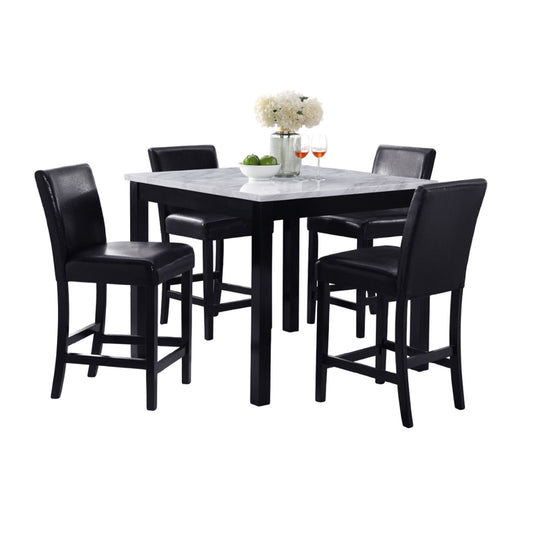 5 Piece Counter Height Dining Set With Table And Upholstered Chairs